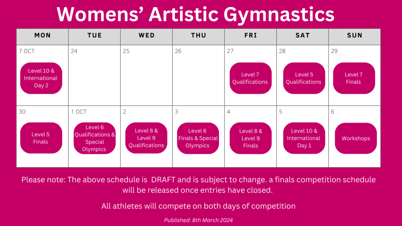 Competition Schedule National Clubs Gymnastics Carnival